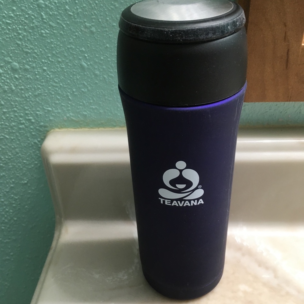 Teavana Blue Matte 12 oz Mack Tumbler wInfuser w/infuser Basket & cover